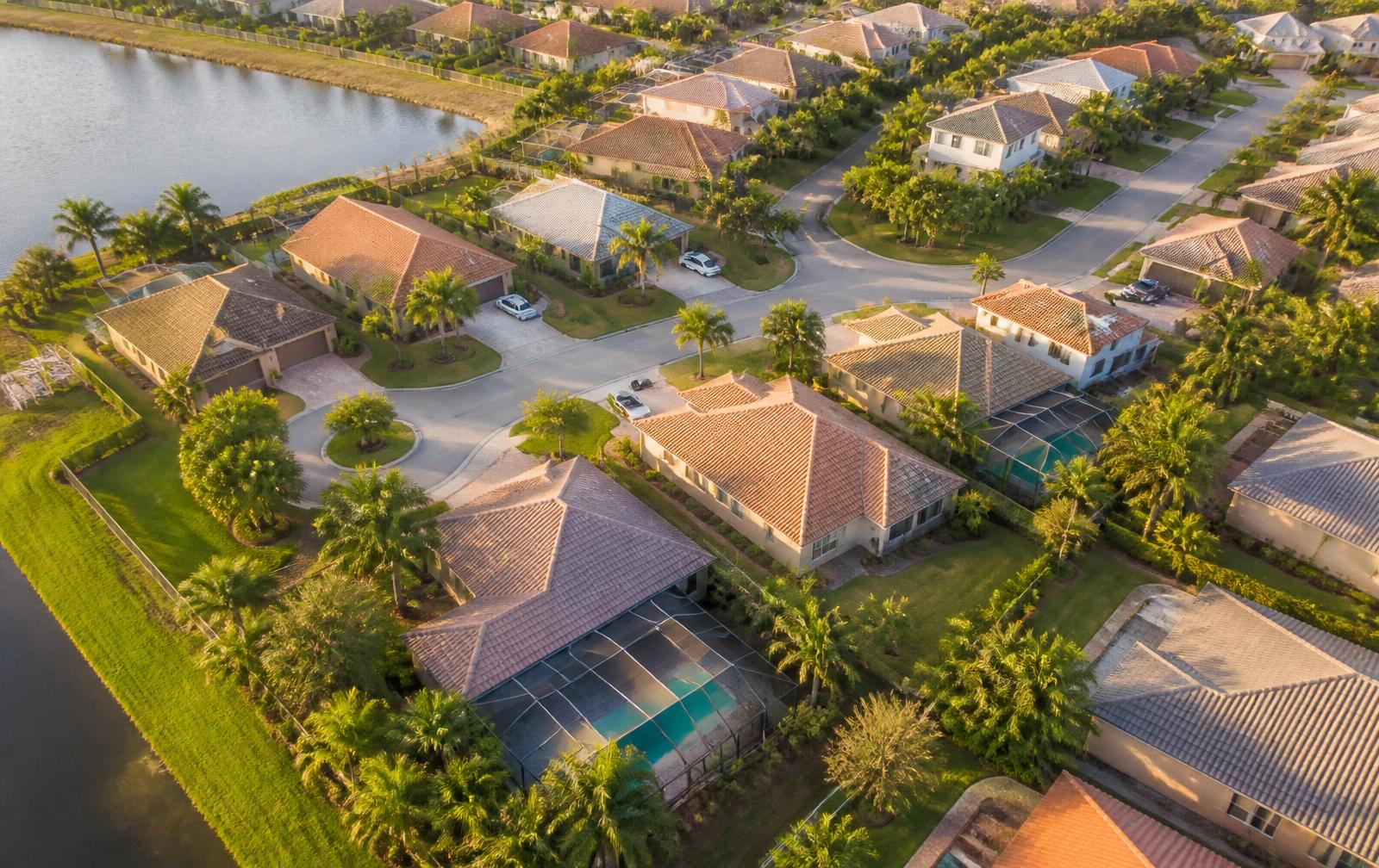 Palm Beach County neighborhood with QScores floating above the homes